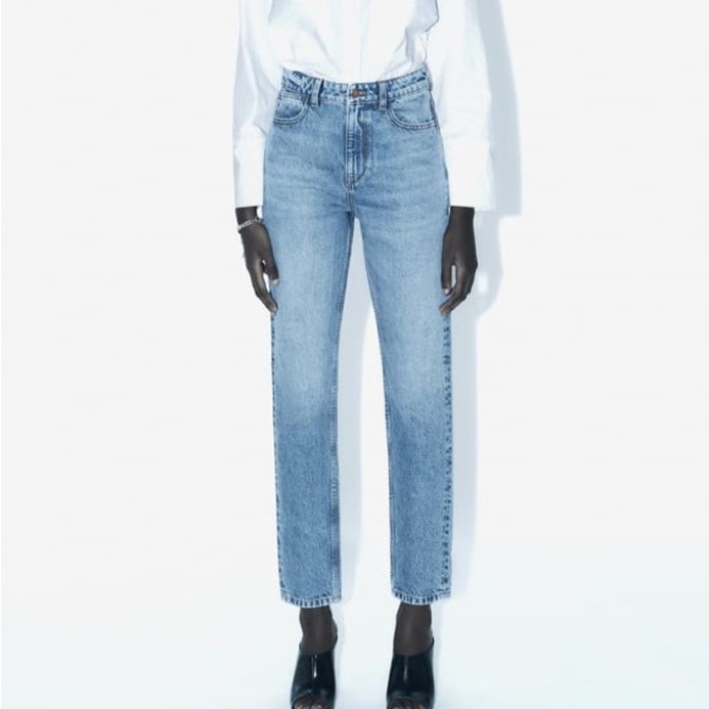 Zara Straight Leg Raw Hem Crop Jean sz 12
